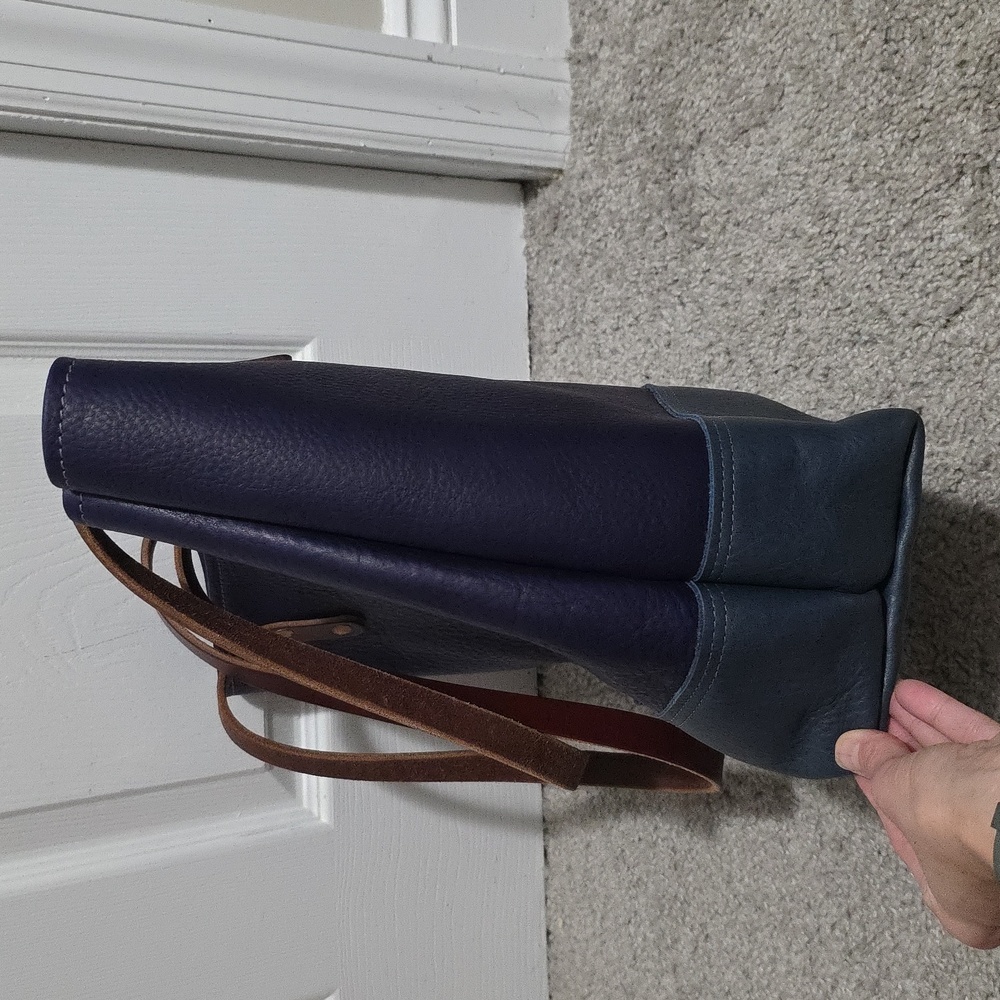 KMM & Co Colorblock Panel Tote Shoulder Bag Purple Violet Blue Cypress - Picture 6 of 11